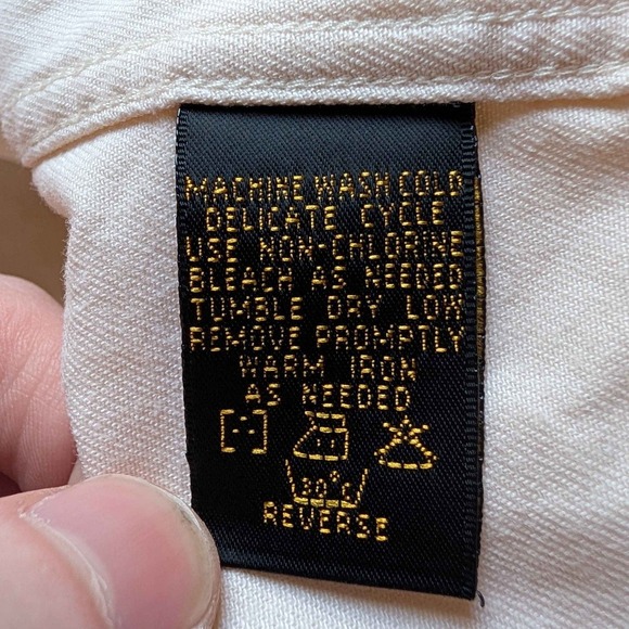 Alexander Julian Colours Button Down Men Large Cream Cotton Twill Long Sleeve - Picture 4 of 5